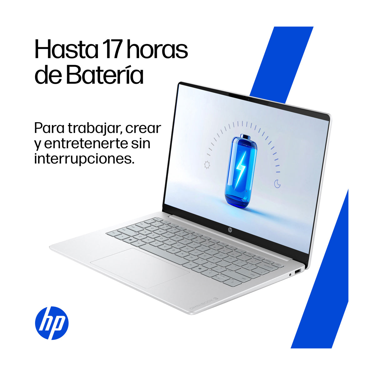 HP OmniBook 3 Laptop 14" 2K, Intel Core 5 120U, 8GB RAM, 512GB SSD, Windows 11 Home | Plateado