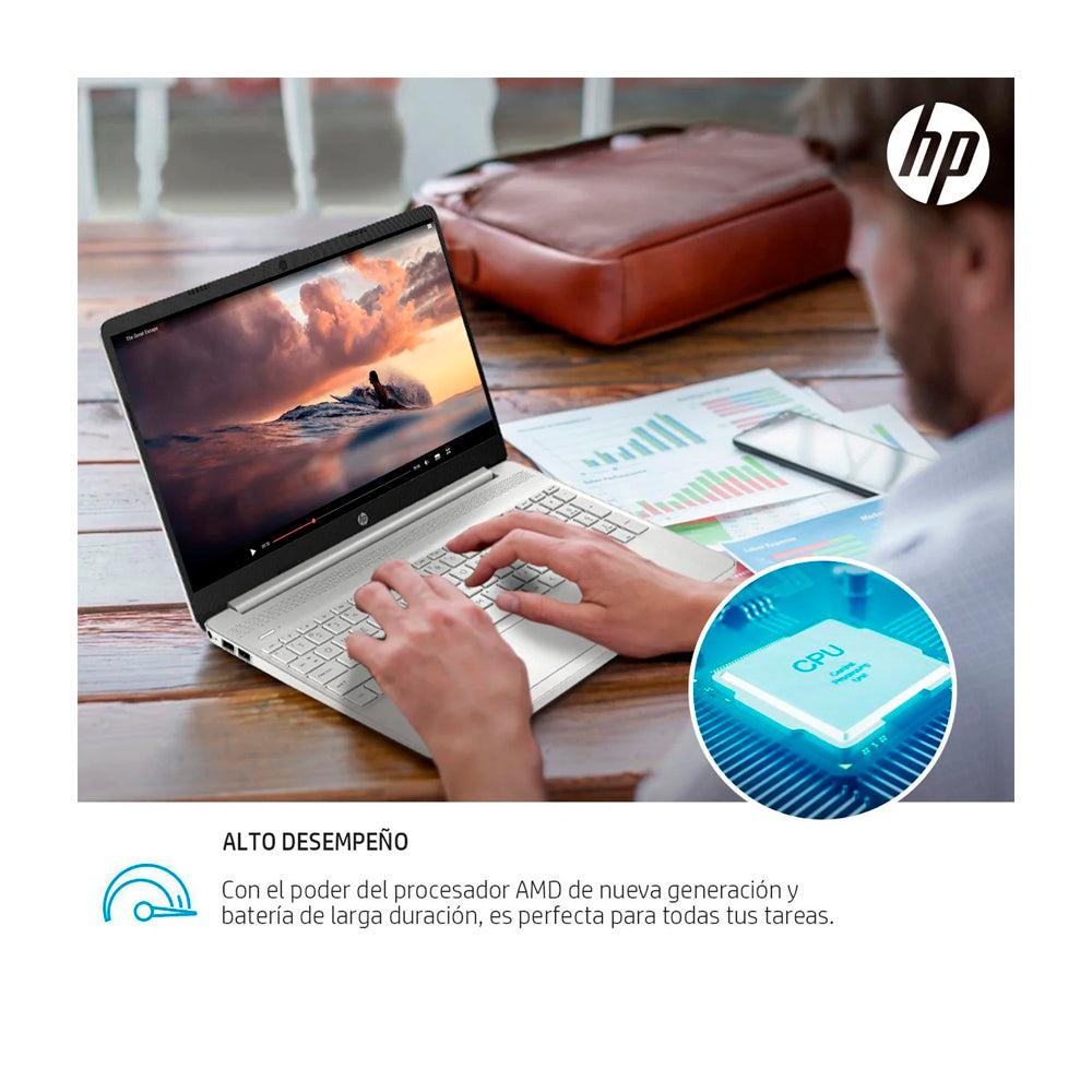 HP Laptop 15.6" HD, AMD Ryzen 7 5700U, 16GB RAM, 512GB SSD, AMD Radeon, Windows 11 Home | Plateado Dorado