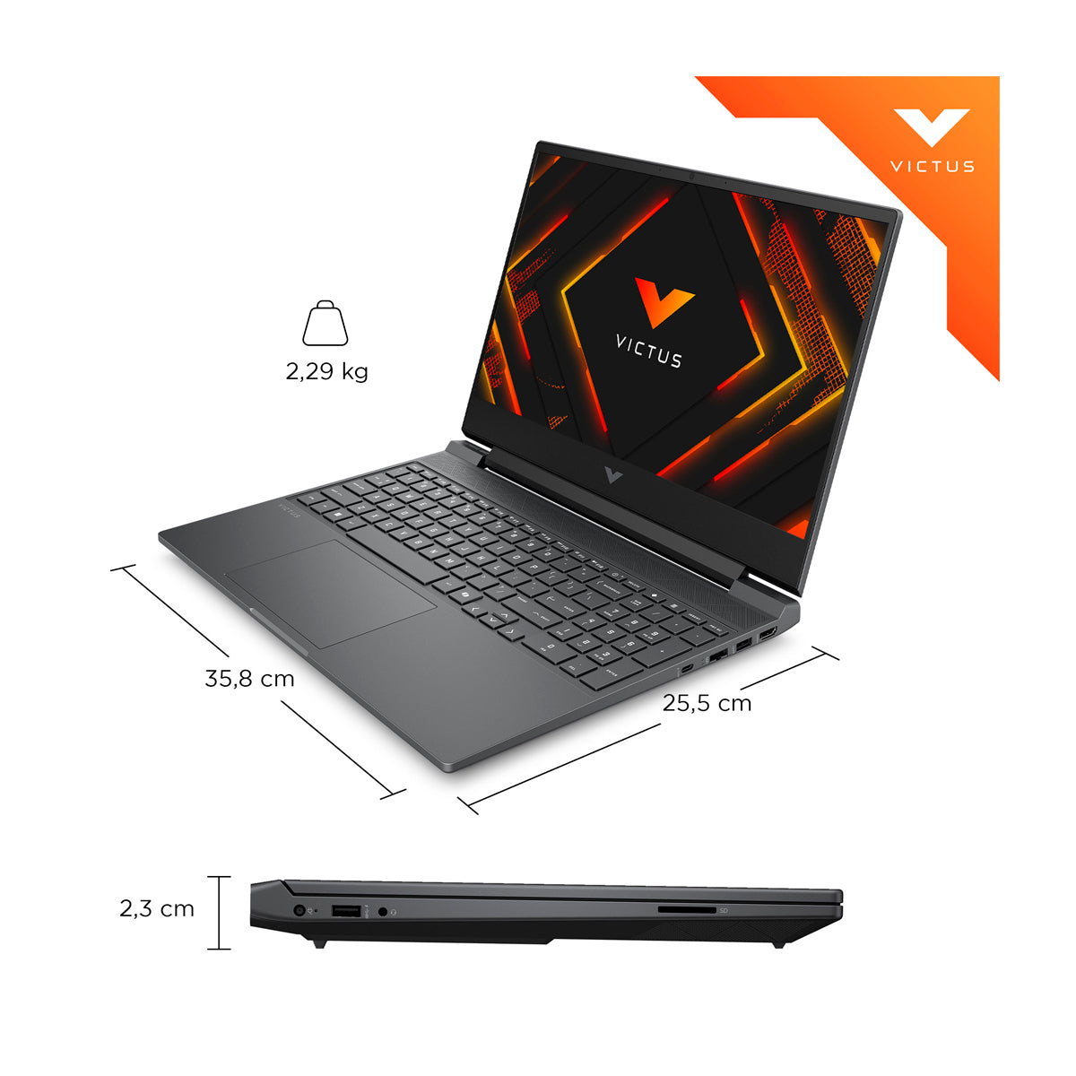 HP Victus Laptop Gaming 15.6" FHD 144Hz, AMD Ryzen 7 7445H, 16GB RAM, 512GB SSD, NVIDIA GeForce RTX 3050 6GB, Windows 11 Home | Negro