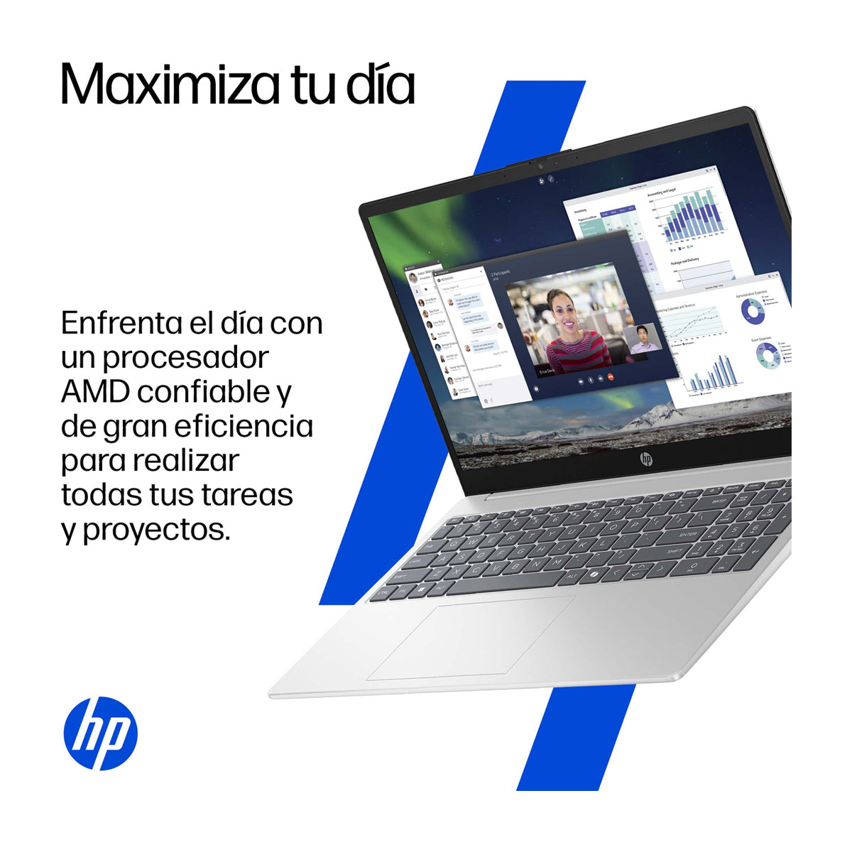 HP Laptop 15.6" FHD, AMD Ryzen 7 7730U, 16GB RAM, 512GB SSD, AMD Radeon, Windows 11 Home | Plateado