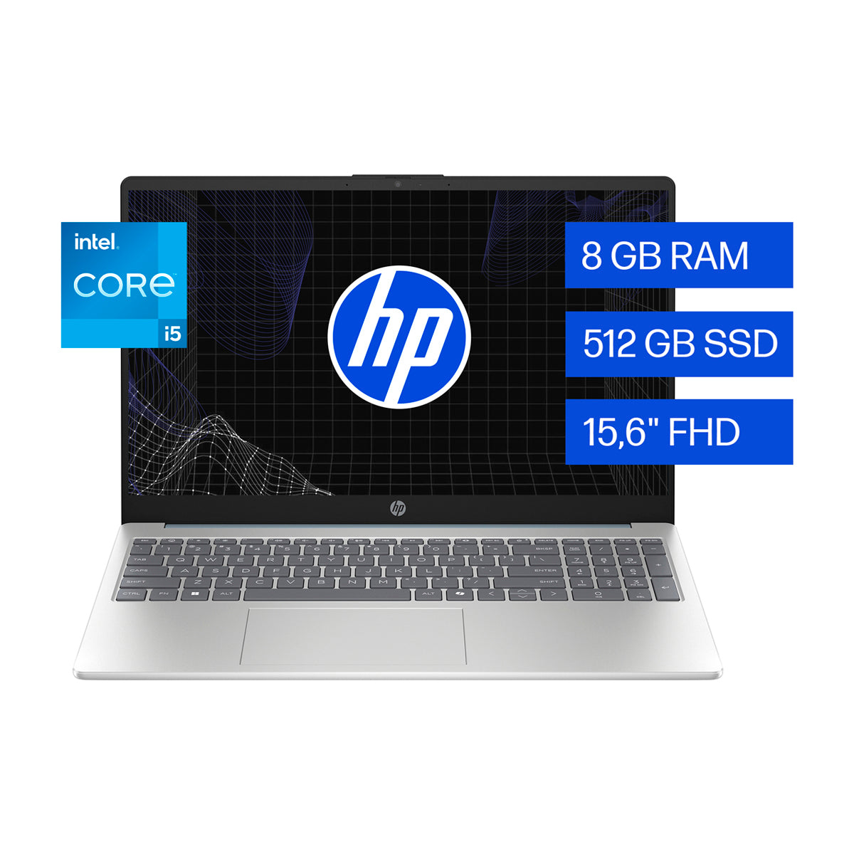 HP Laptop 15.6" FHD, Intel Core i5-1334U, 8GB RAM, 512GB SSD, Windows 11 Home | Plateado Azul