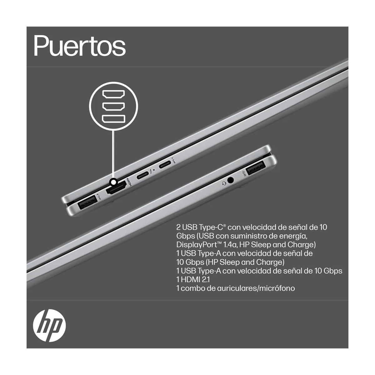 HP Envy x360 Laptop 16" 2.8K OLED Táctil, AMD Ryzen 7 8840HS, 16GB RAM, 1TB SSD, AMD Radeon, Audio Poly Studio, Windows 11 Home | Plateado