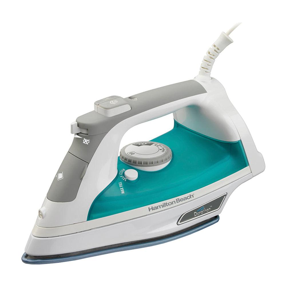 Hamilton Beach Durathon Plancha de Ropa a Vapor | 10x Mas Duradero | Auto Limpieza | Antiadherente | Verde Blanco