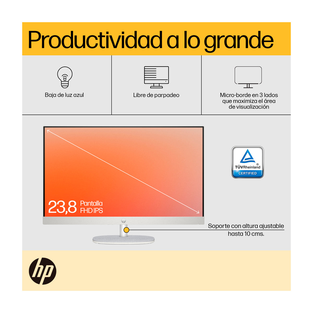 HP Computadora de Escritorio All in One de 23.8" FHD Táctil, AMD Ryzen 5 7520U, 8GB RAM, 512GB SSD, AMD Radeon, Windows 11 Home | Blanco