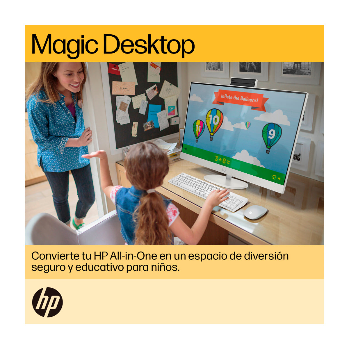 HP Computadora de Escritorio All in One de 23.8" FHD Táctil, AMD Ryzen 5 7520U, 8GB RAM, 512GB SSD, AMD Radeon, Windows 11 Home | Blanco