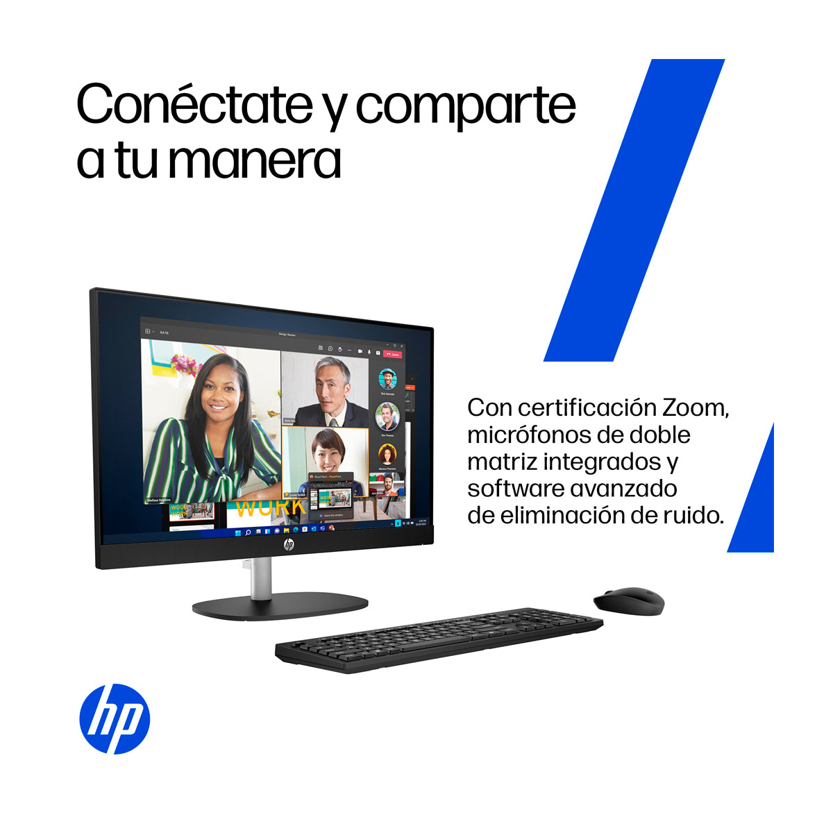 HP Computadora de Escritorio All in One de 23.8" FHD, AMD Ryzen 3 7320U, 8GB RAM, 512GB SSD, AMD Radeon, Windows 11 Home | Negro