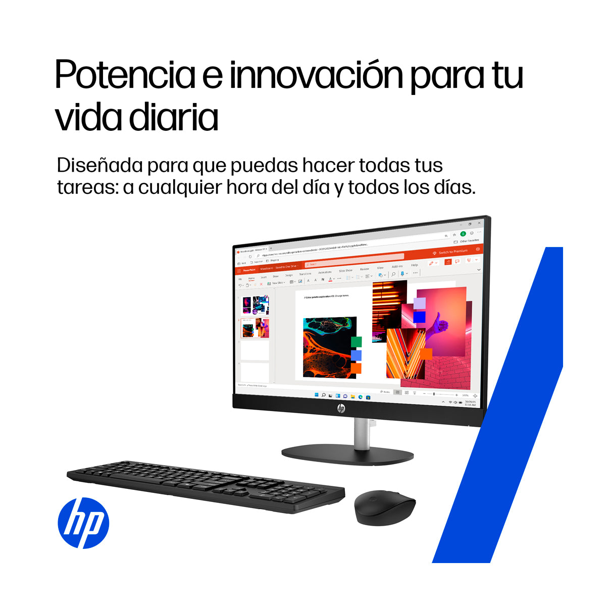 HP Computadora de Escritorio All in One de 23.8" FHD, AMD Ryzen 3 7320U, 8GB RAM, 512GB SSD, AMD Radeon, Windows 11 Home | Negro