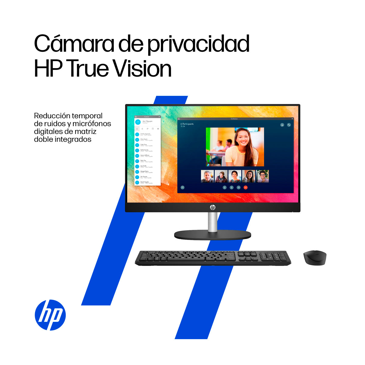 HP Computadora de Escritorio All in One de 23.8" FHD, AMD Ryzen 3 7320U, 8GB RAM, 512GB SSD, AMD Radeon, Windows 11 Home | Negro