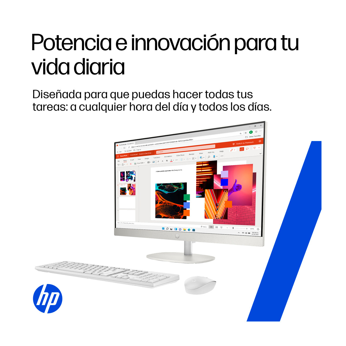 HP Computadora de Escritorio All in One de 23.8" FHD, AMD Ryzen 5 7520U, 8GB RAM, 512GB SSD, AMD Radeon, Windows 11 Home | Blanco