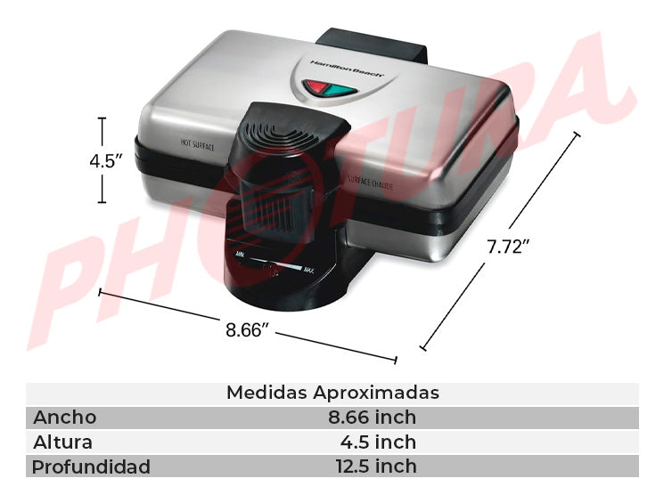 Hamilton Beach Waflera | Estilo Belga | Doble Wafle | Superficie Antiadherente | Rápido & Facil de Usar | Acero Inoxidable