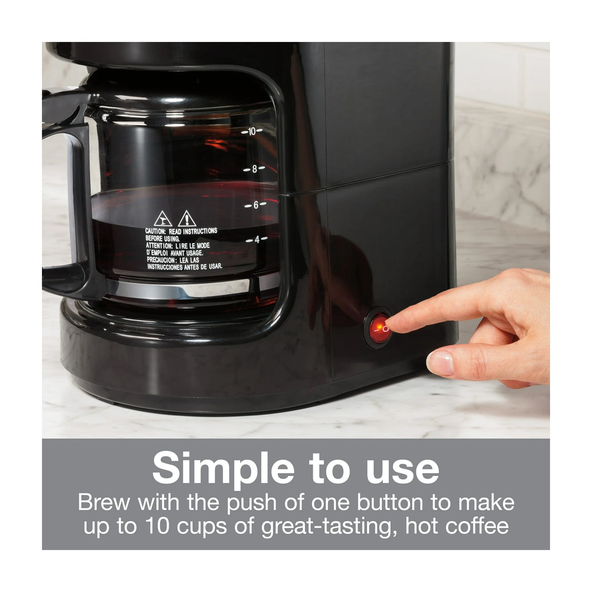 Proctor Silex Cafetera de 10 Tazas | Filtro Permanente Lavable | Interruptor Iluminado | Negro