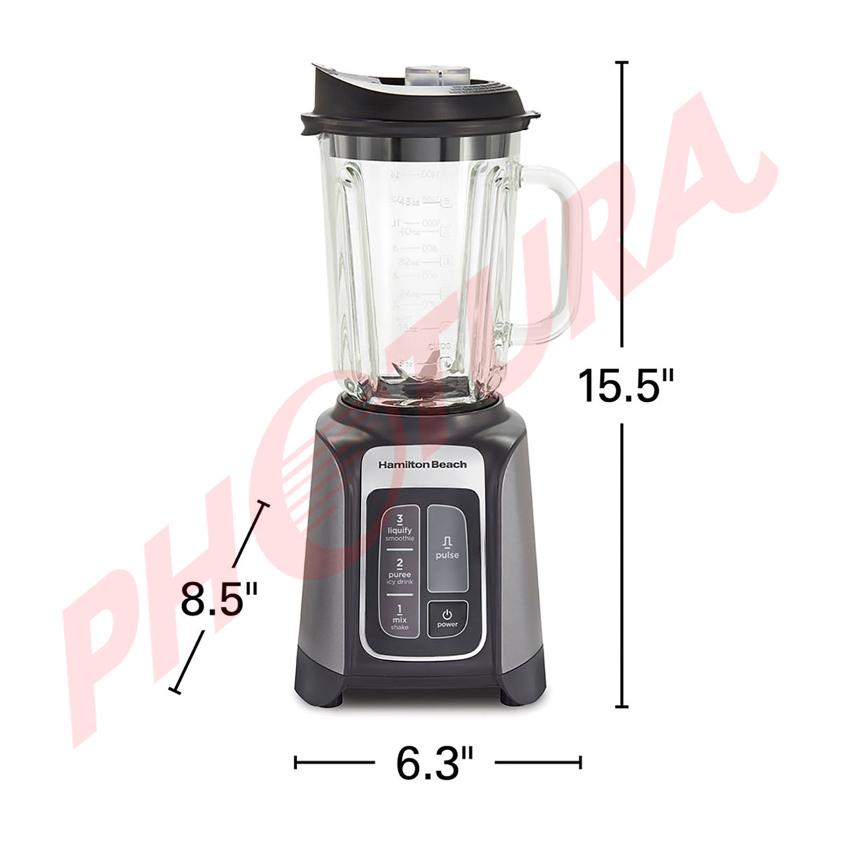Hamilton Beach PowerMax Licuadora de 3 Velocidades | Pulso | 1.4L | 1680W | Gris