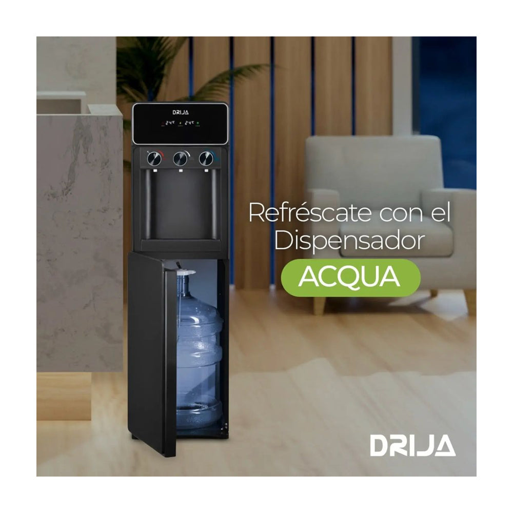 Drija Dispensador de Agua Fría/Caliente/Ambiente | Panel Táctil | Carga Inferior | Capacidad de 20L | Negro