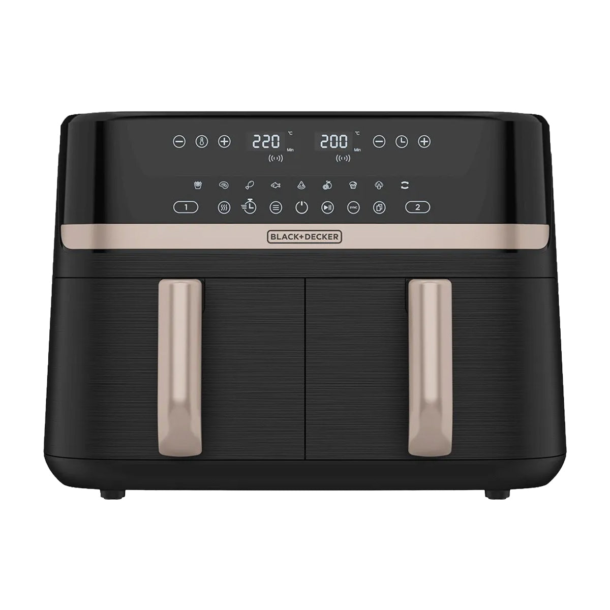 Black & Decker Purifry Freidora de Aire Digital | 9L | 9 Funciones | 2 Canastas | Antiadherente | Negro