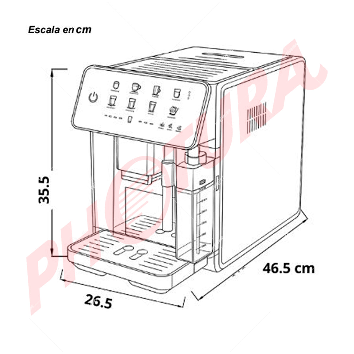 Drija Afogatto Cafetera de 12 Tazas | Espresso y Capuccino | 15 Bares | Panel Digital | Molino Integrado | Negro