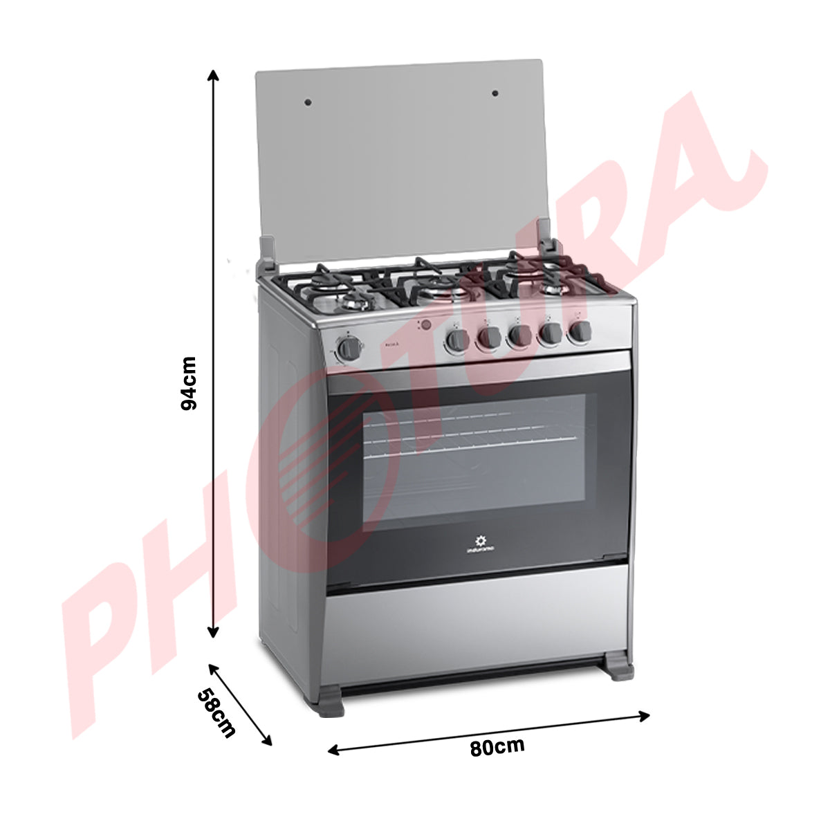 Indurama Estufa a Gas de Acero Inoxidable | Alcalá Quarzo Home | Quemador Ultra Rápido | Grill | TermoPrecisión | Tapa | 31" | 5 Quemadores | Gris