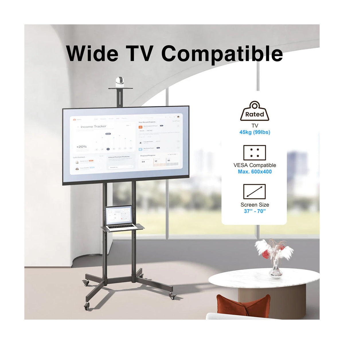 Argom Carrito con Soporte Movible para Televisores de 37" a 70"