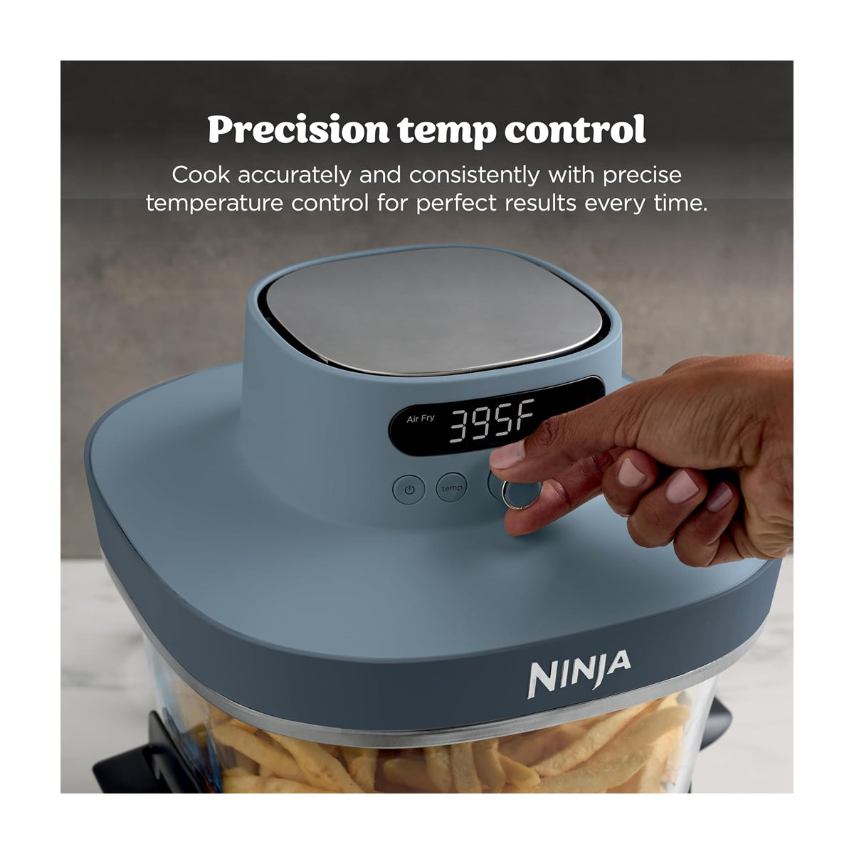 Ninja Crispi Pro Freidora de Aire Portátil De Vidrio 6-en-1 | PowerPod | Cristalería CleanCrisp | Hornea y Fríe | Cyberspace