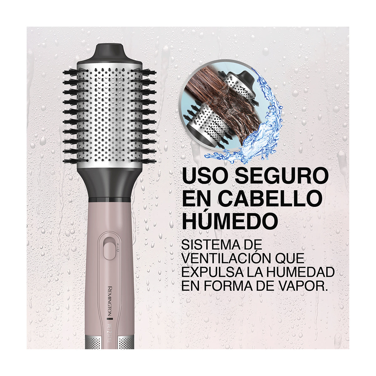 Remington Wet 2 Style Cepillo Secador 2-en-1 | Revestimiento Cerámico | Wet & Dry | Rosa