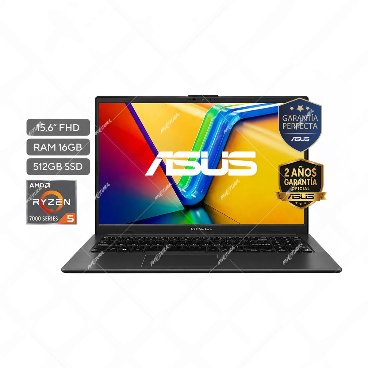 ASUS Vivobook Go Laptop 15.6" FHD, AMD Ryzen 5 7520U, 16GB RAM, 512GB SSD, AMD Radeon, Audio SonicMaster, Windows 11 Home | Negro