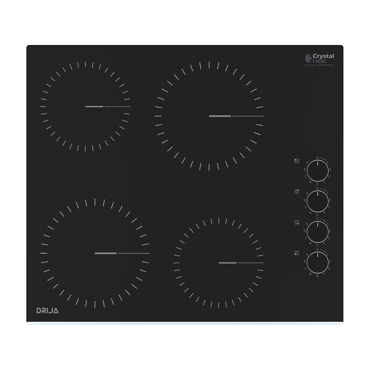 Drija Bari 60-A Estufa Empotrable Eléctrica de Vitrocerámica | 4 Quemadores | 9 Niveles de Temperatura