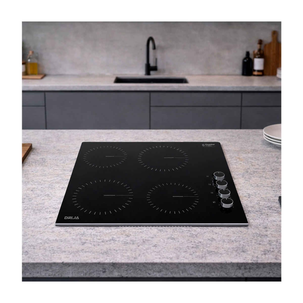 Drija Bari 60-A Estufa Empotrable Eléctrica de Vitrocerámica | 4 Quemadores | 9 Niveles de Temperatura