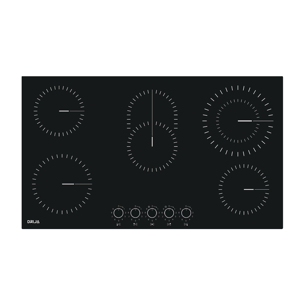 Drija Bari 90 Estufa Empotrable Eléctrica de Vitrocerámica | 5 Quemadores | 9 Niveles de Temperatura
