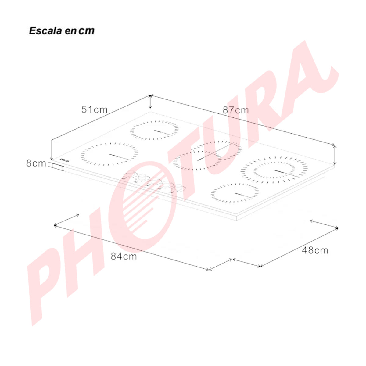 Drija Bari 90 Estufa Empotrable Eléctrica de Vitrocerámica | 5 Quemadores | 9 Niveles de Temperatura