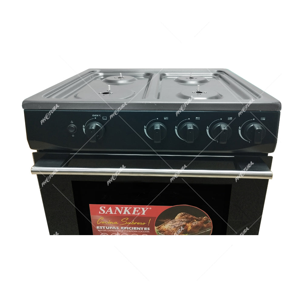 Sankey Estufa a Gas de Acero Inoxidable | Enc. Eléctrico | 24" | 4 Quemadores | Negro