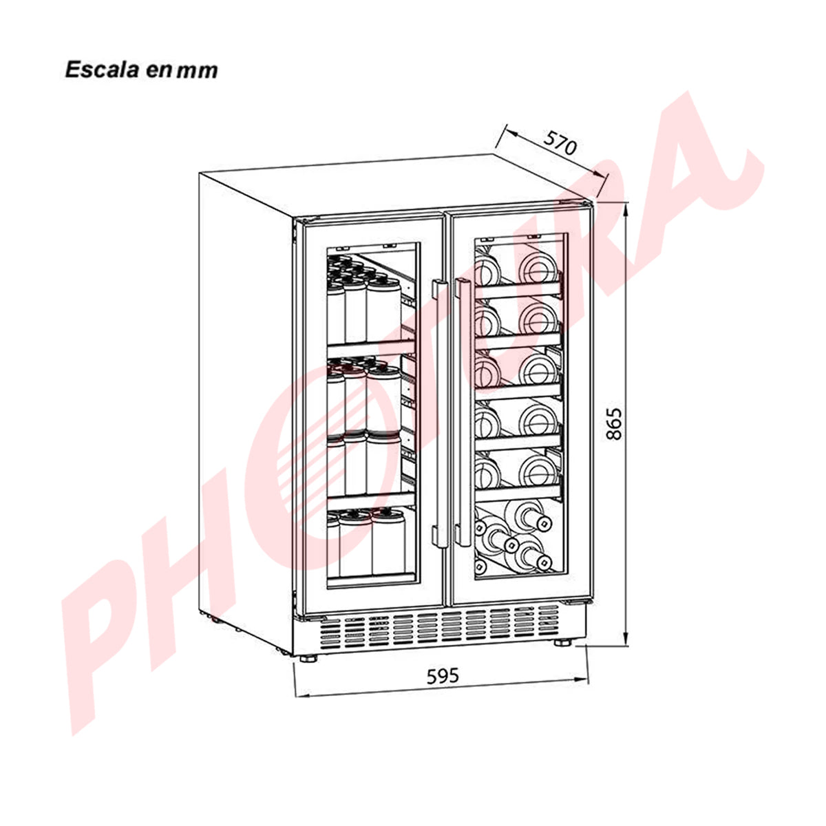 Drija Bere 20 Vinera Empotrable de Compresor Inverter de 20 Botellas | Rejillas de Madera Deslizables