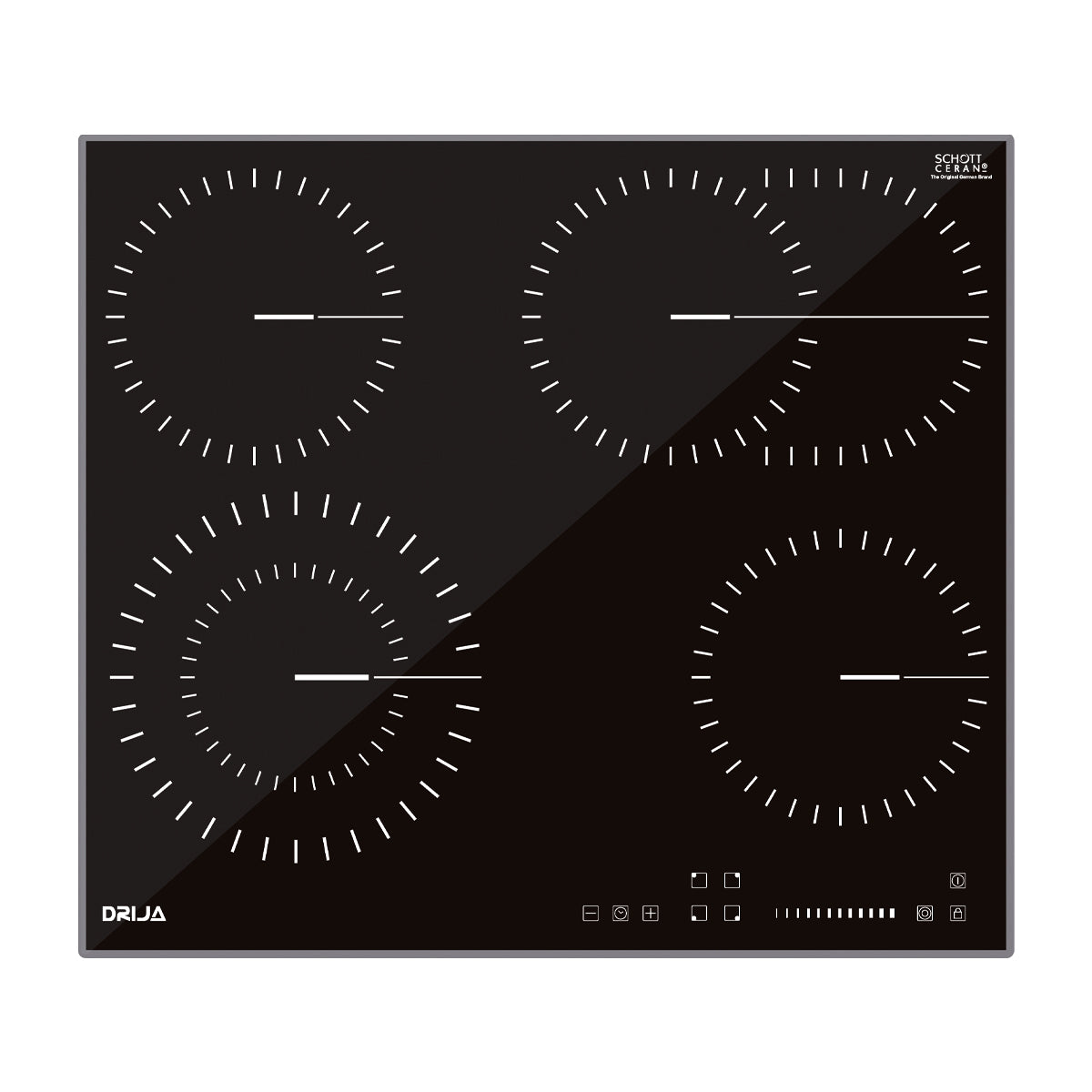 Drija Berlin 60 Eléctrico Estufa Empotrable Eléctrica de Vitrocerámica | 4 Quemadores | Control Táctil