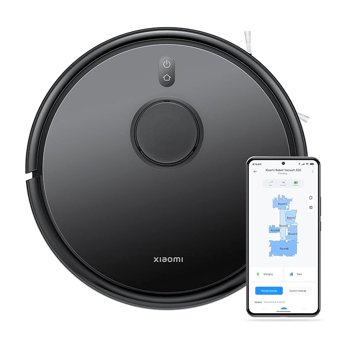 Xiaomi Aspiradora Robot Vacuum S20 Trapeador 2 en 1 | Succión de 5000Pa | Sensores LDS | Escaneo de 360° | Apagado automático | Negro