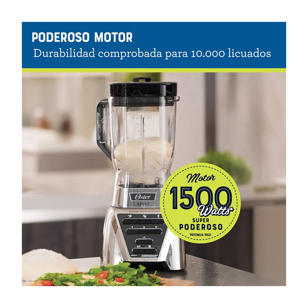 Oster BLST3AC2T Xpert Series Licuadora de 3 Velocidades | Programas Automáticos | Tritan | Pulso | Tecnología Reversible | All-Metal-Drive | 2L | 1500W | Plateado