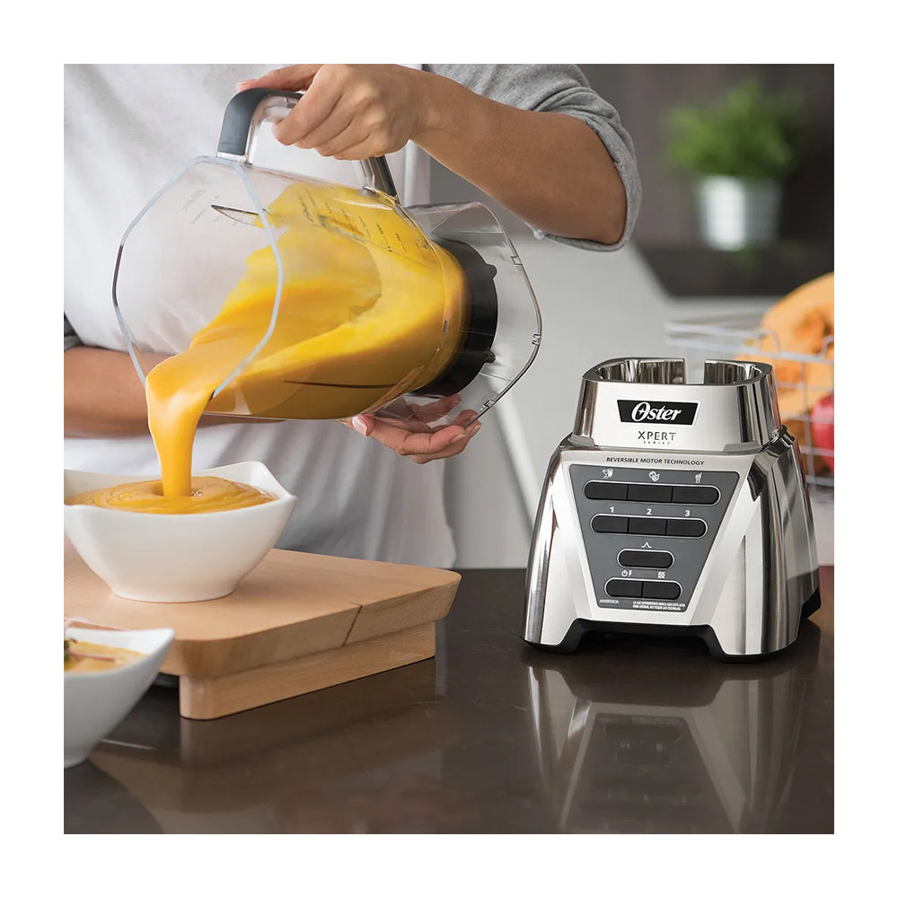 Oster BLST3AC2T Xpert Series Licuadora de 3 Velocidades | Programas Automáticos | Tritan | Pulso | Tecnología Reversible | All-Metal-Drive | 2L | 1500W | Plateado