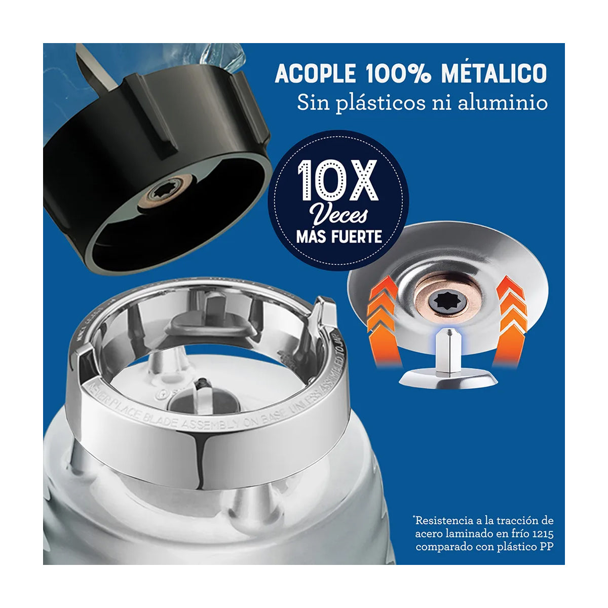 Oster BLST4655 Licuadora de 3 Velocidades | All-Metal Drive | 1.25L | 1000W | Cromado