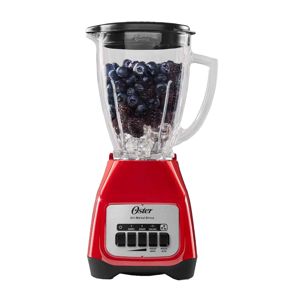 Oster BLSTKAGRPB Licuadora de 2 Velocidades | Boroclass | All-Metal Drive | Función de Pulso | 1.5L | 800W | Rojo