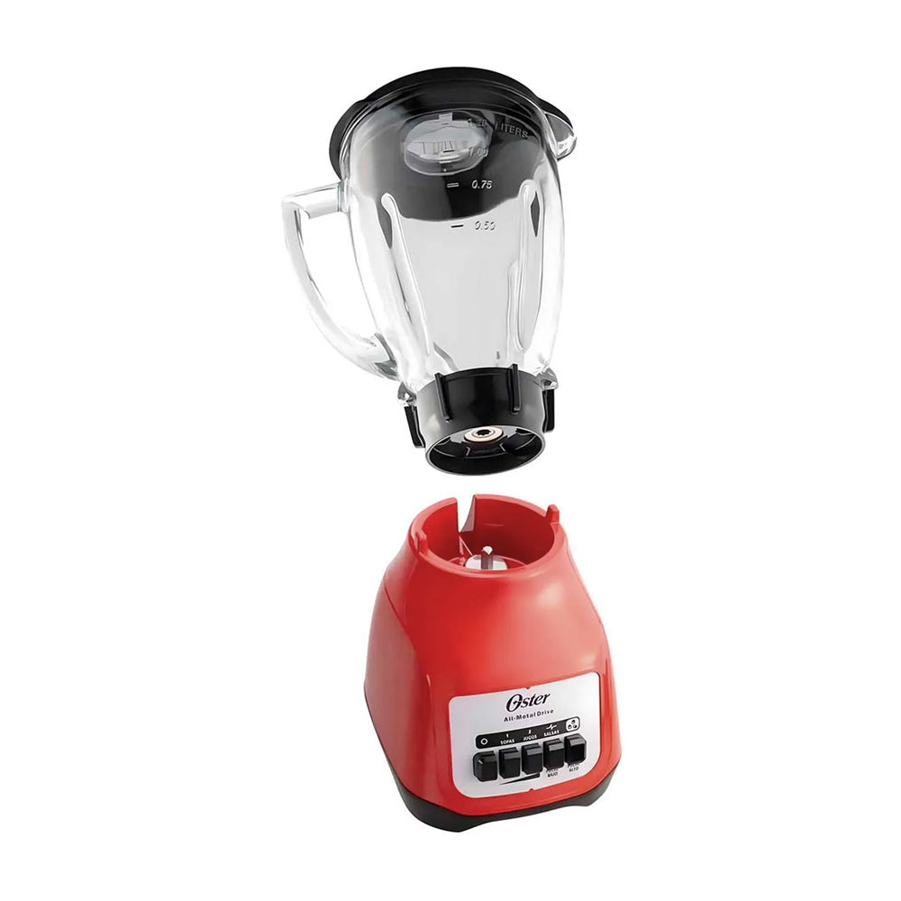 Oster BLSTKAGRPB Licuadora de 2 Velocidades | Boroclass | All-Metal Drive | Función de Pulso | 1.5L | 800W | Rojo