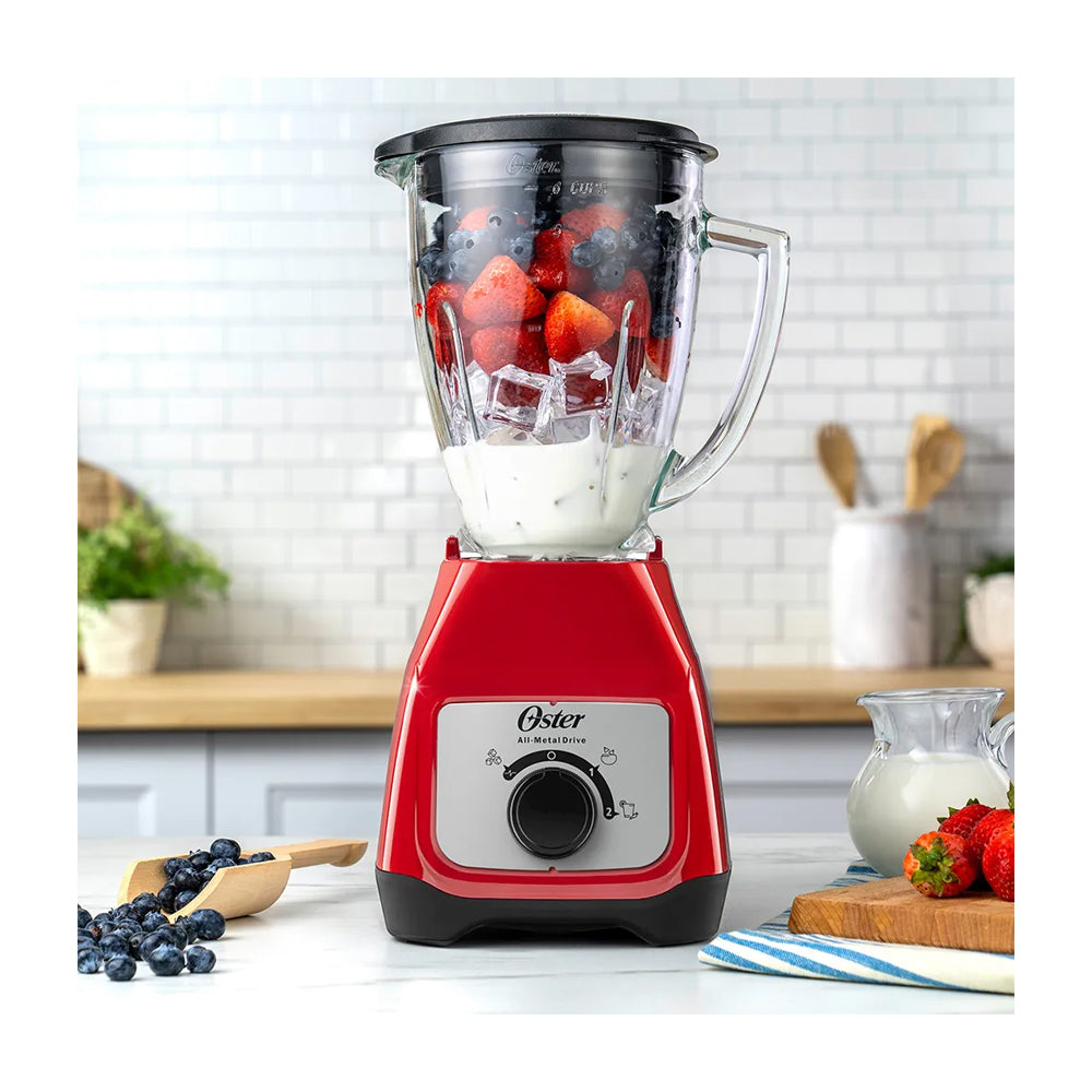 Oster BLSTKAGRRD Licuadora de 2 Velocidades | Boroclass | All-Metal-Drive | 1.5L | 800W | Rojo