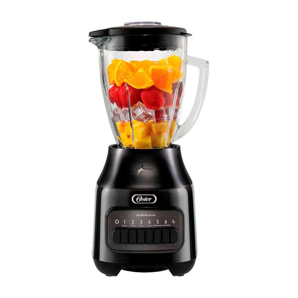 Oster BLSTPEGBPB Licuadora de 6 Velocidades | Boroclass | All-Metal Drive | Función de Pulso | 1.5L | 800W | Negro