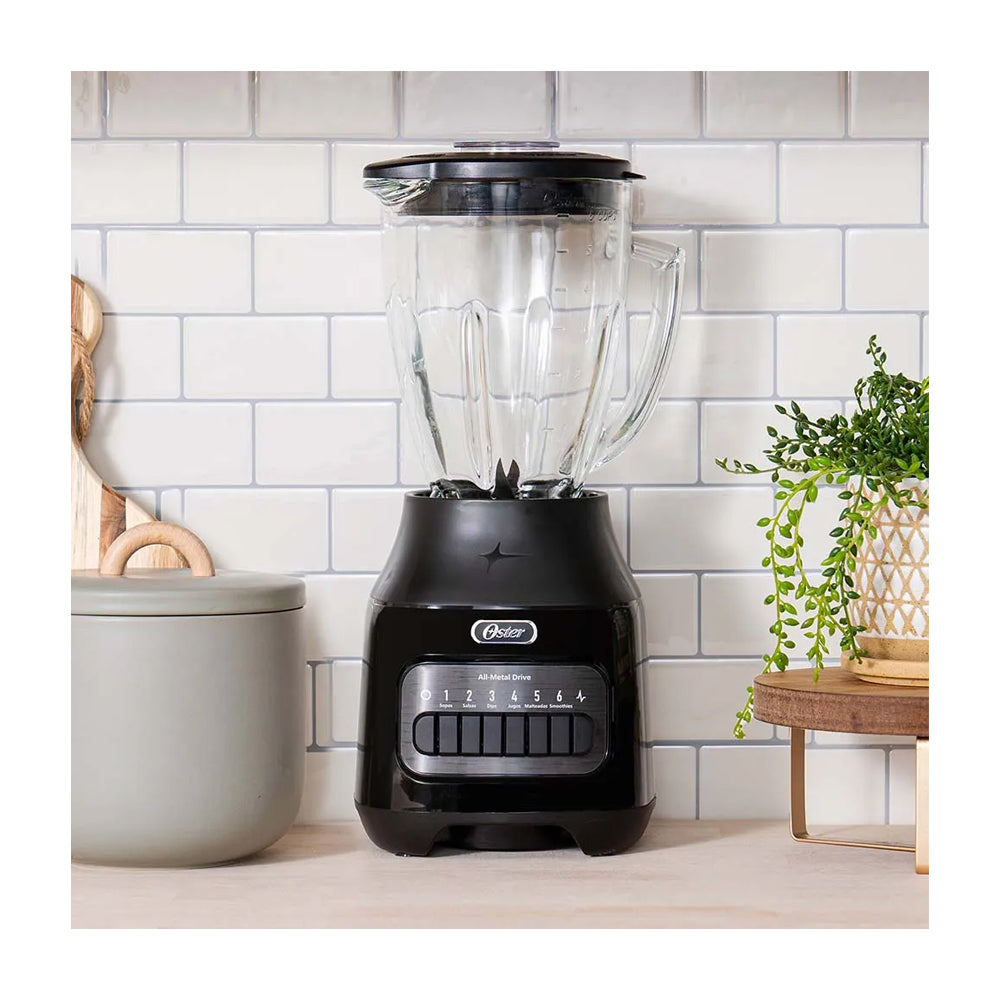 Oster BLSTPEGBPB Licuadora de 6 Velocidades | Boroclass | All-Metal Drive | Función de Pulso | 1.5L | 800W | Negro