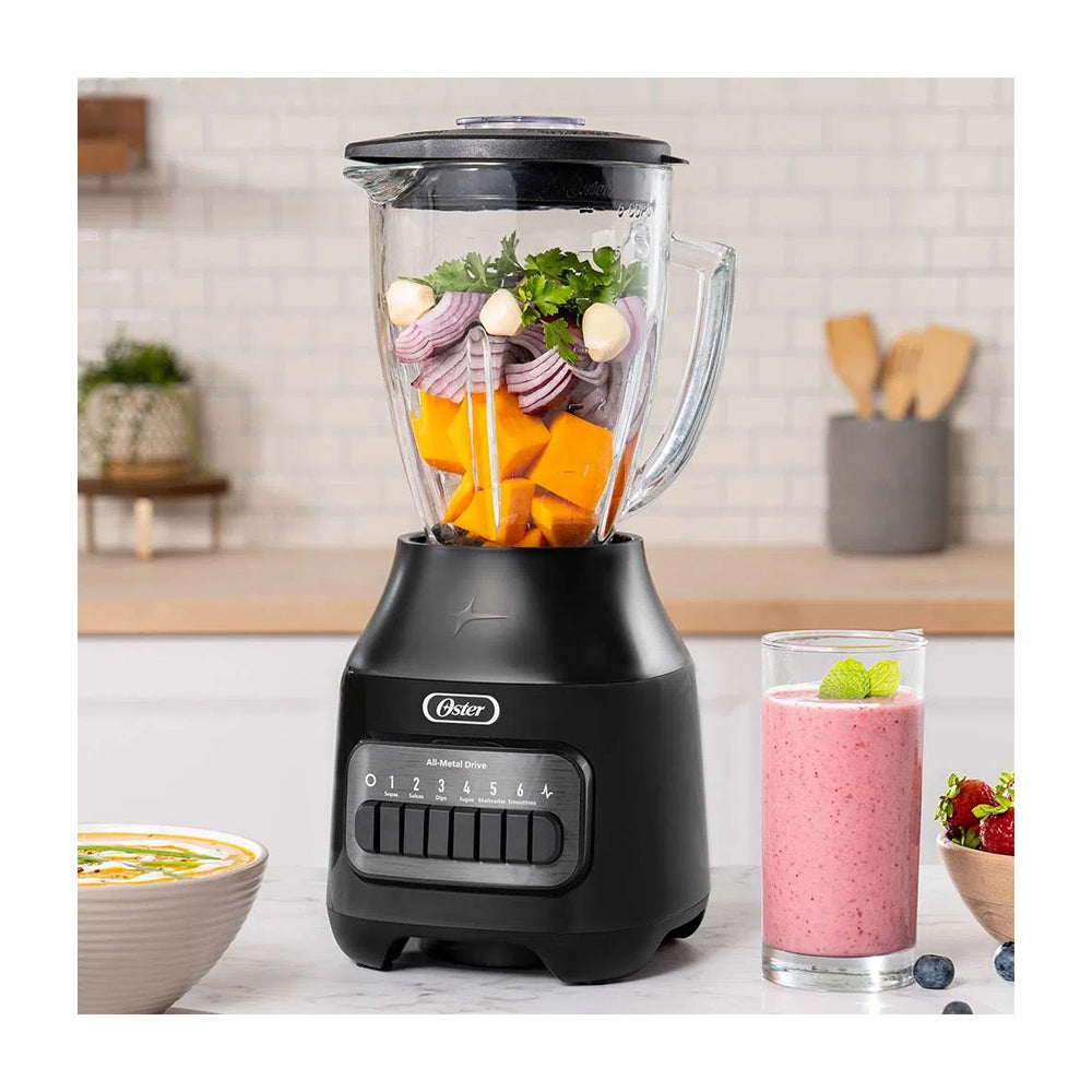 Oster BLSTPEGBPB Licuadora de 6 Velocidades | Boroclass | All-Metal Drive | Función de Pulso | 1.5L | 800W | Negro