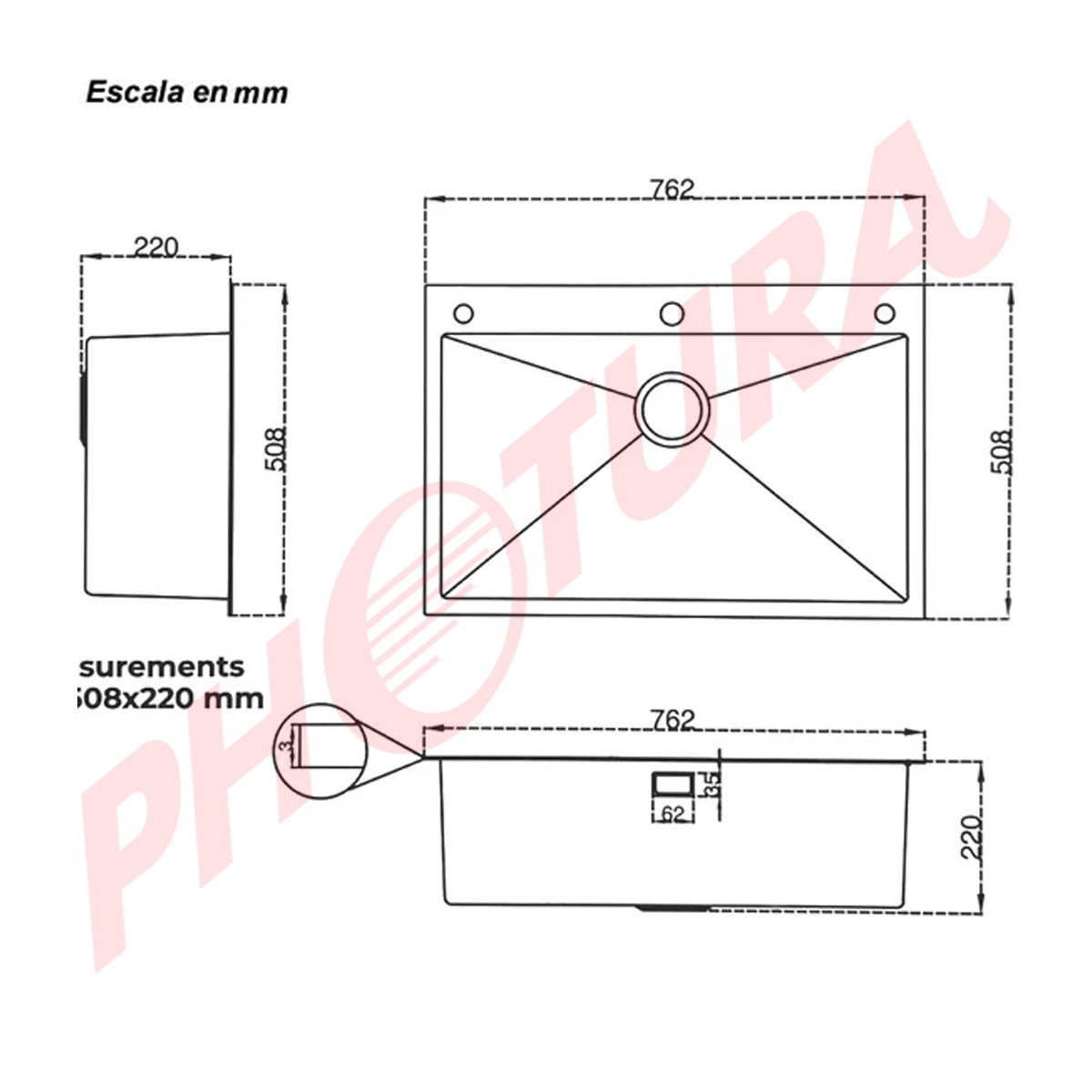 Drija Bolonia 76 Fregador Moderno de Acero Inoxidable | Sistema Anti Reboso | Enjuagador de Vasos | Dispensador de Jabón