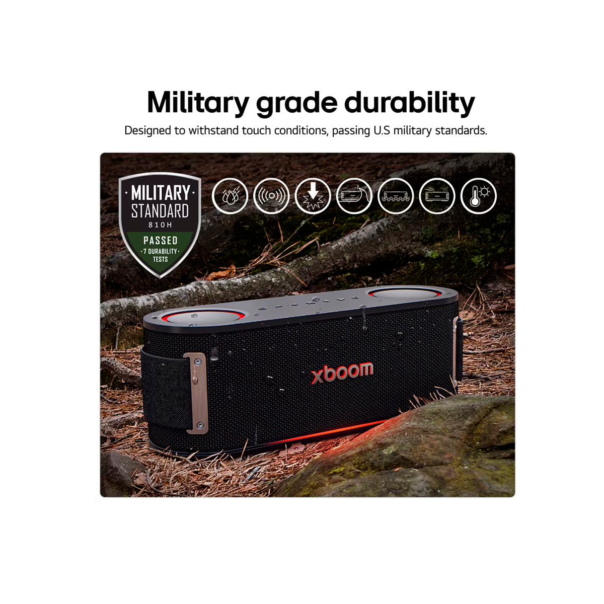 LG XBOOM Bounce Bocina Portátil Bluetooth | Auracast | Iluminación | 30H | IP67 | Negro