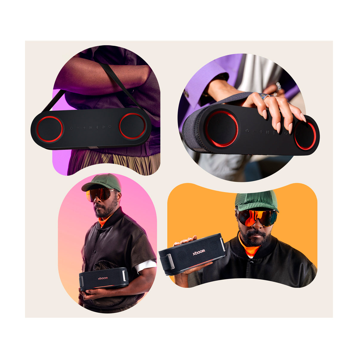 LG XBOOM Bounce Bocina Portátil Bluetooth | Auracast | Iluminación | 30H | IP67 | Negro