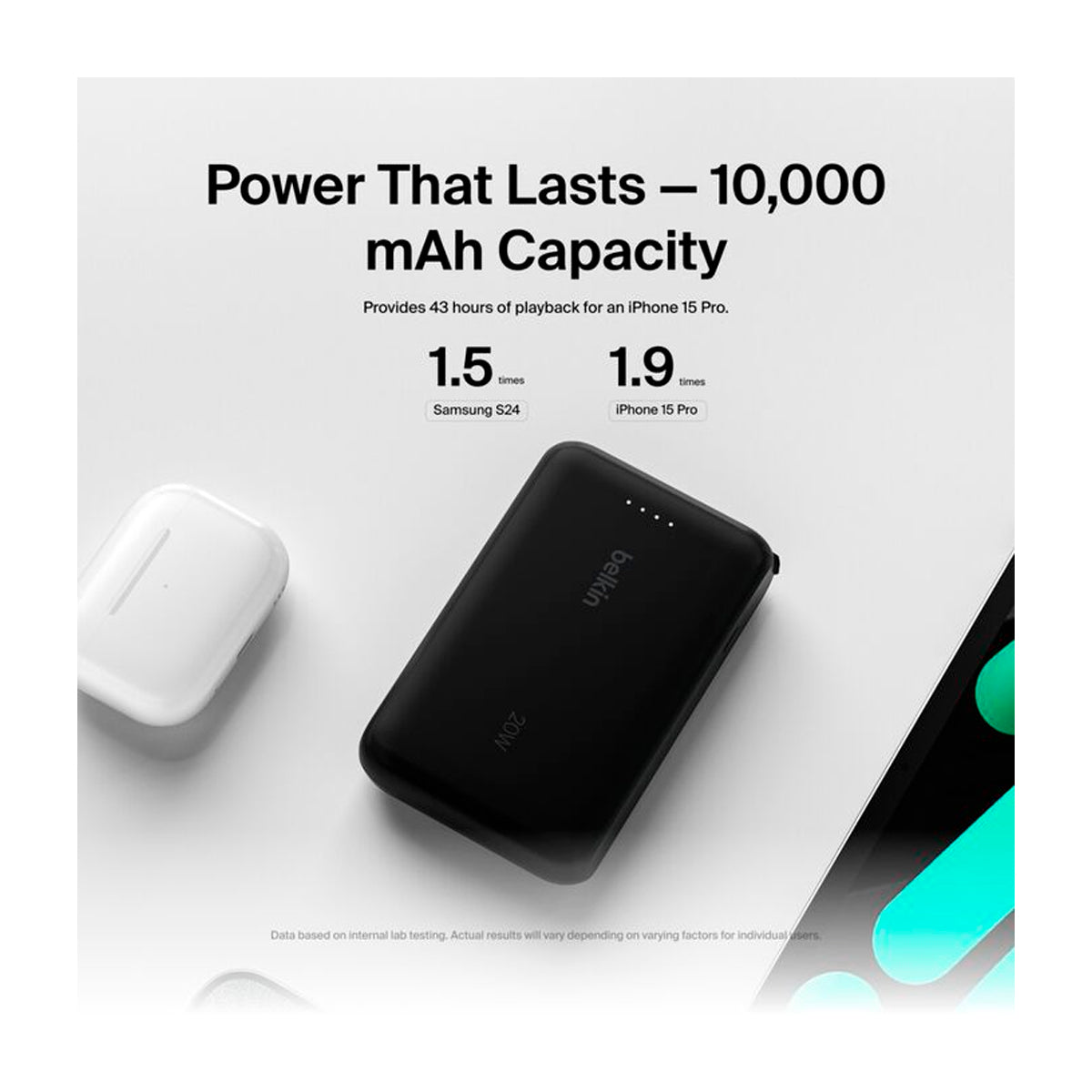 Belkin BoostCharge Power Bank Batería Portátil para Smartphones y Tablets | 10000Mah | Negro