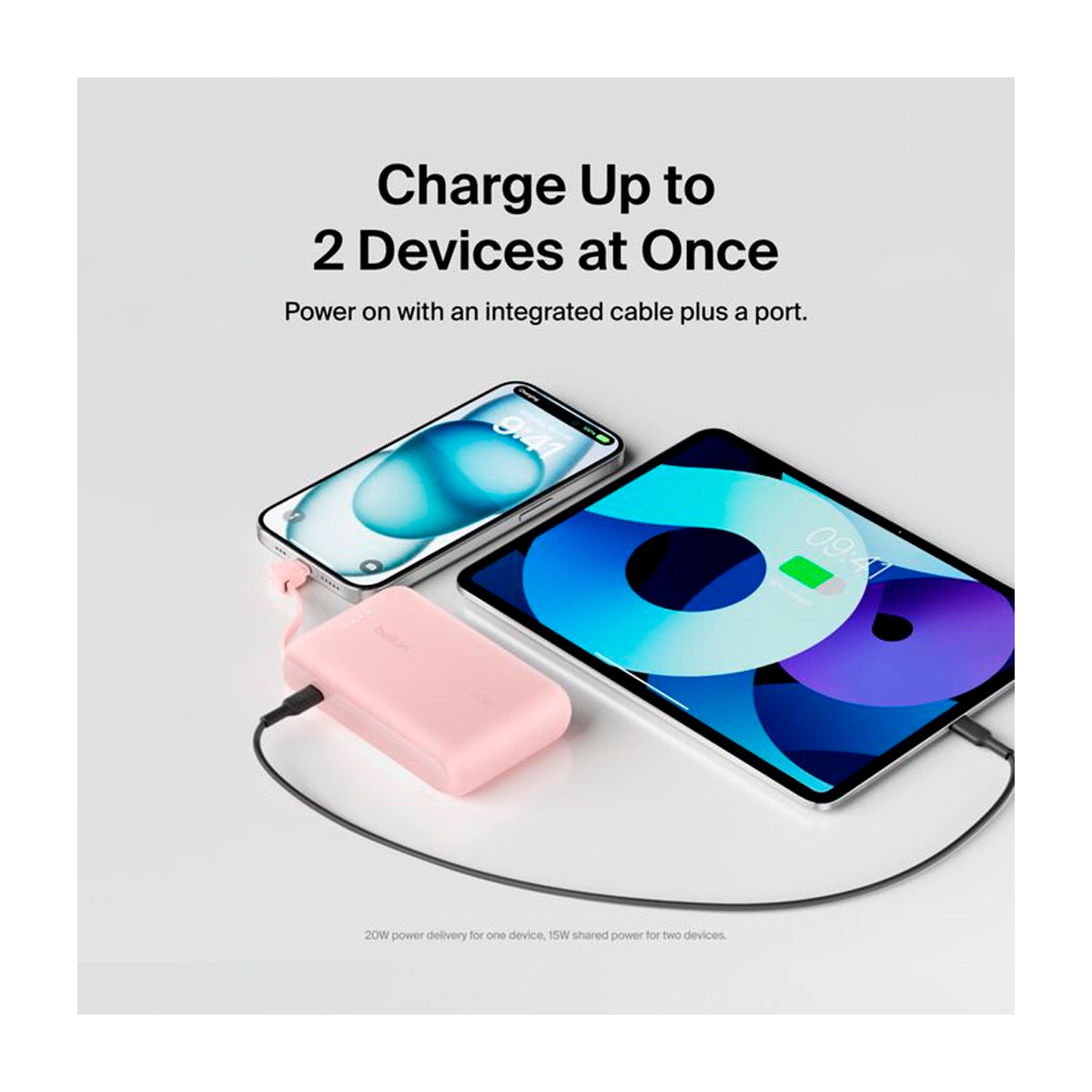 Belkin BoostCharge Power Bank Batería Portátil para Smartphones y Tablets | 10000Mah | Rosado