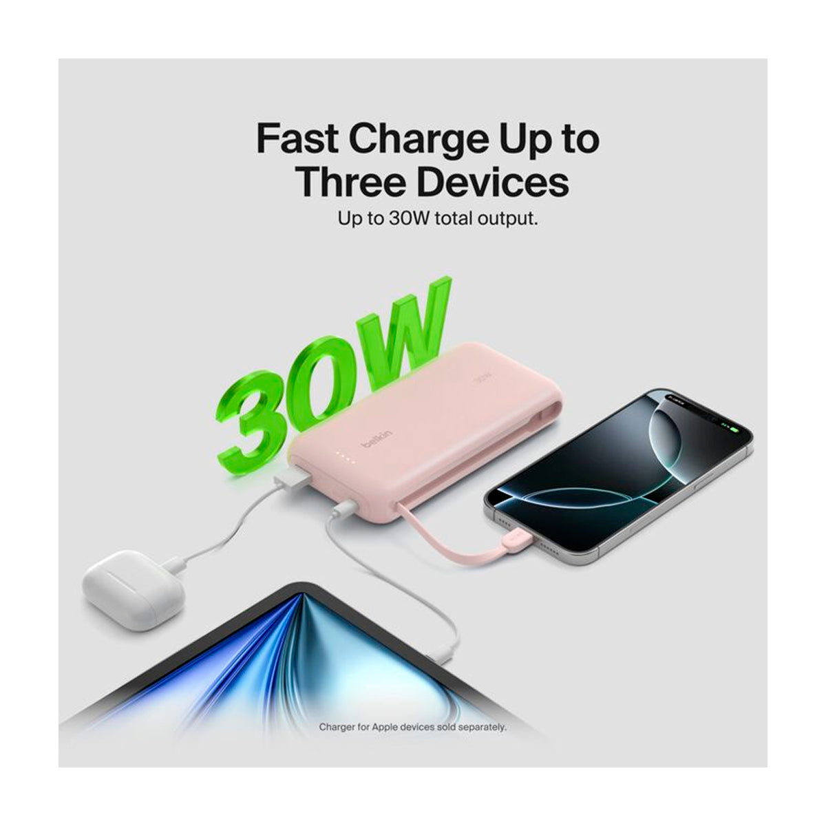 Belkin BoostCharge Power Bank Batería Portátil para Smartphones y Tablets | 20000Mah | Rosado