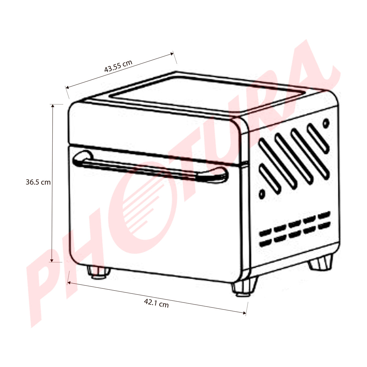 DRIJA Bruschetta 25L-B Horno Eléctrico con Freidora de Aire 12-en-1 de 25L | Cocción 360° | Puerta de Vidrio | 1440W | Negro