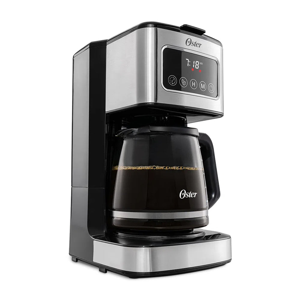 Oster BVSTDC4403 Cafetera de 12 Tazas | Filtro Reutilizable | Apagado Automático | Negro Plateado