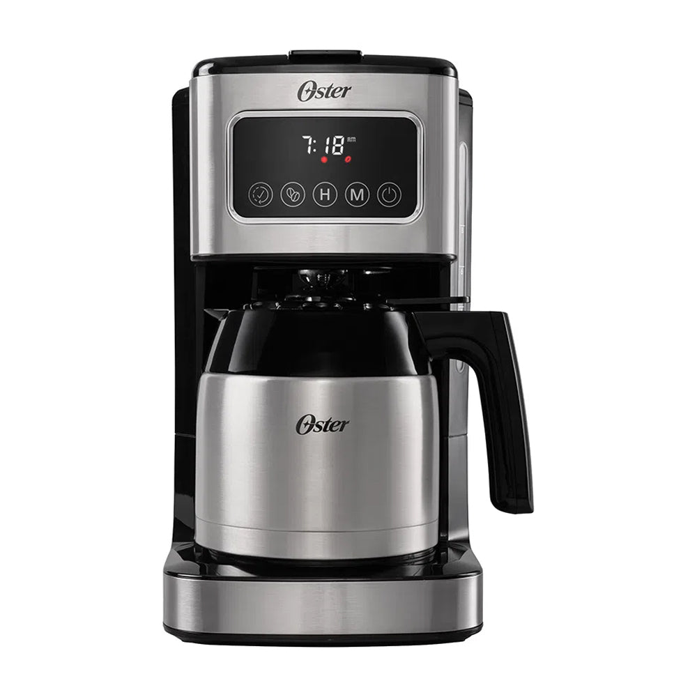 Oster BVSTDCSC4404 Cafetera de 8 Tazas | Filtro Reutilizable | Jarra Térmica | Negro Plateado